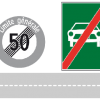 Hors agglomération et suite aux signaux fin de limitation générale à 50 km/h, fin d'autoroute et semi-autoroute ...